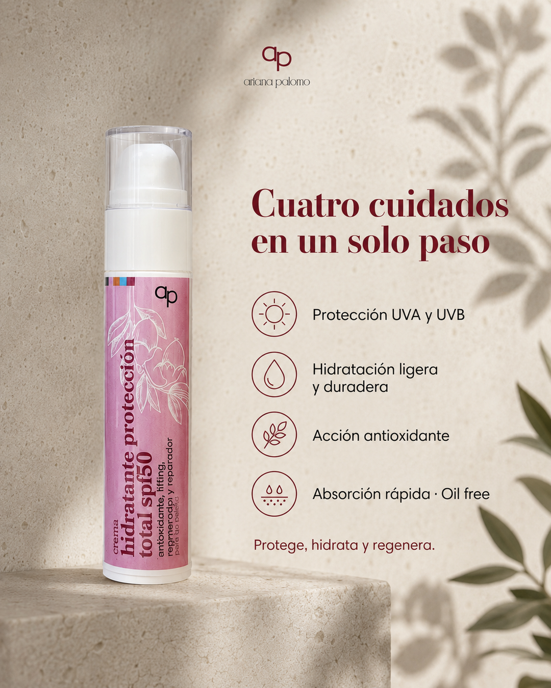 Protector Solar Hidratante Antioxidante SPF 50